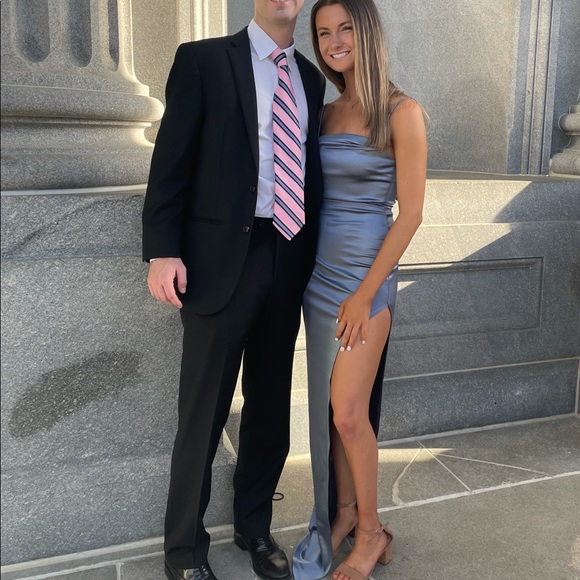 Windsor High Slit Satin Dress *Only Worn Once!* - Picture 3 of 4